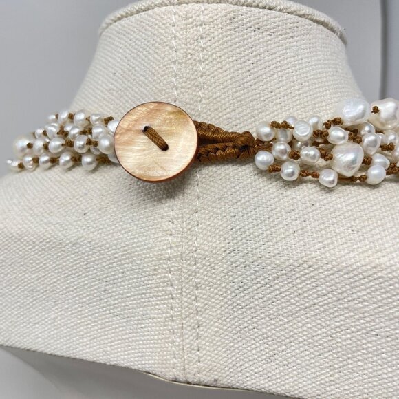 Multistrand‎ Pearl String Necklace Boho Coastal Classic - Picture 6 of 12